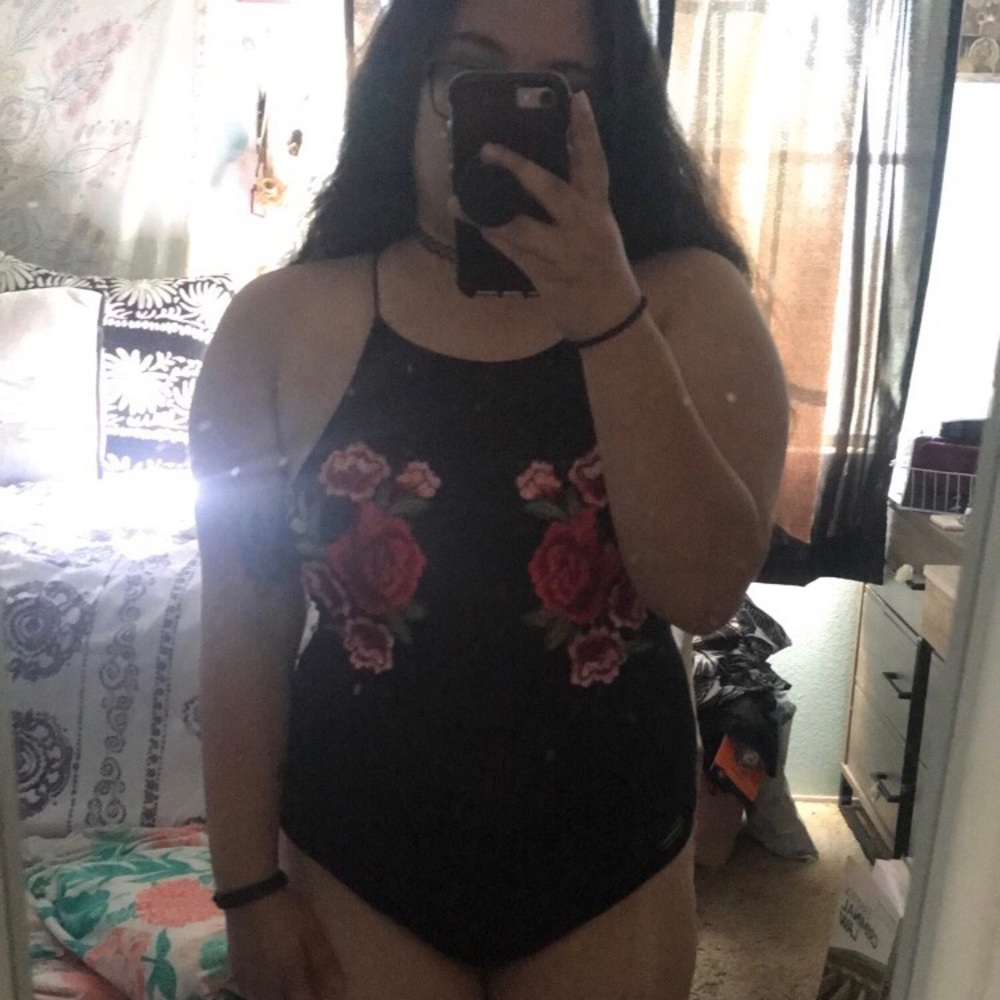 Rose embroidered bodysuit